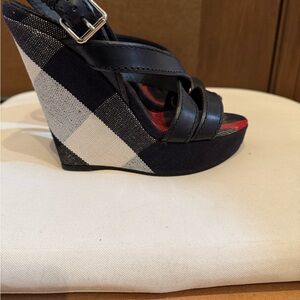 Burberry Black and White Wedges